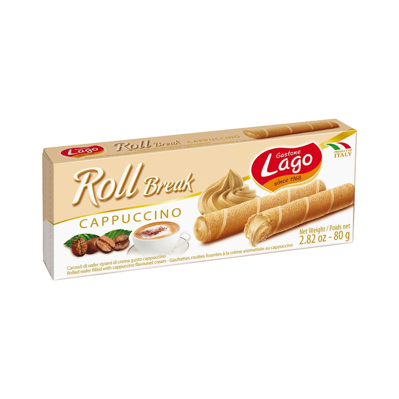 Вафельные трубочки LAGO Cappuccino, 80 г