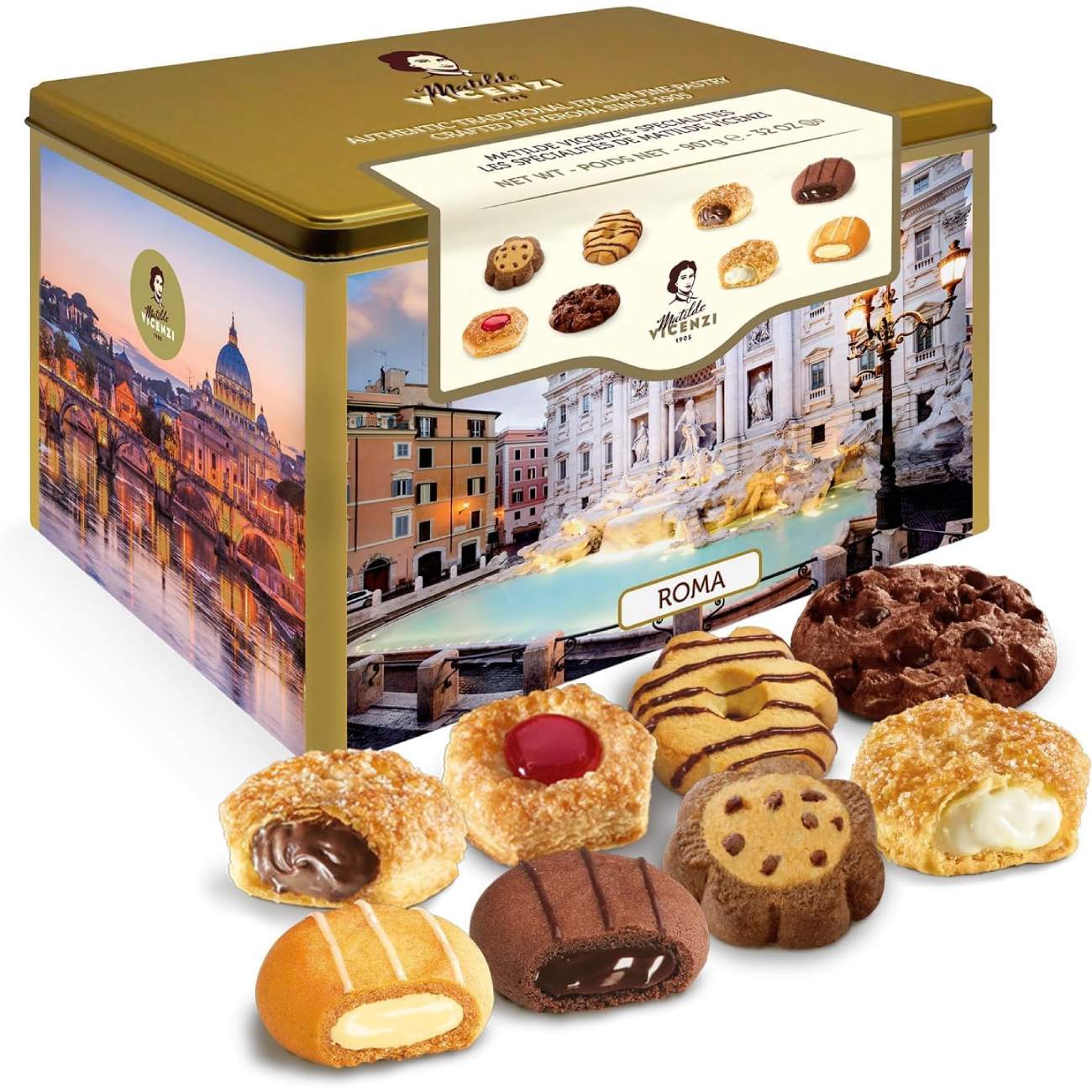 Assorted cookies in a metal tin MATILDE VICENZI Roma, 920g