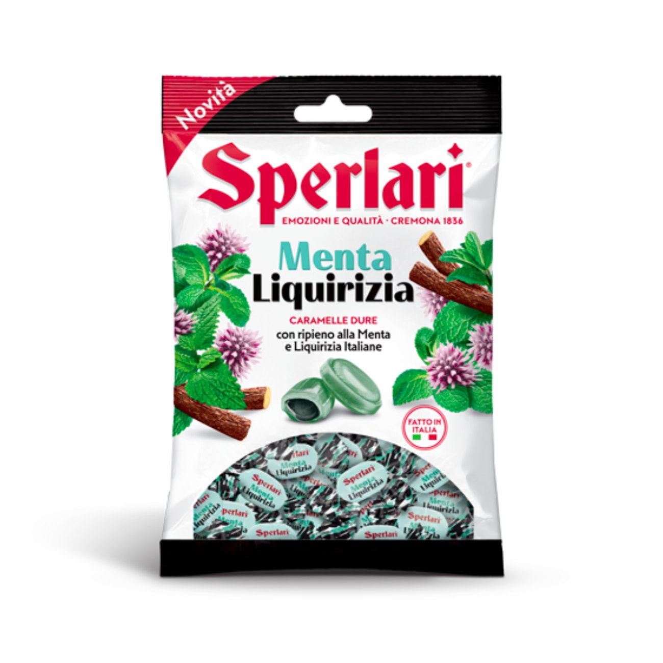 Caramel candies with peppermint and licorice filling SPERLARI, 150 g