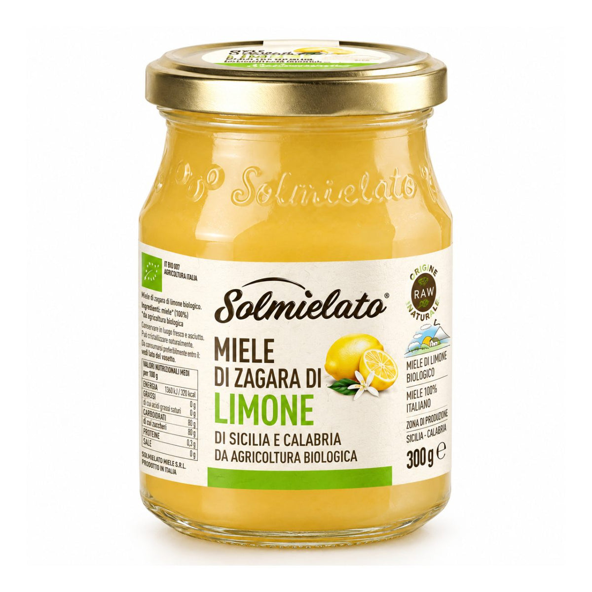 Organic Zagara Lemon Honey SOLMIELATO Miele di Zagara di Limone, 300g