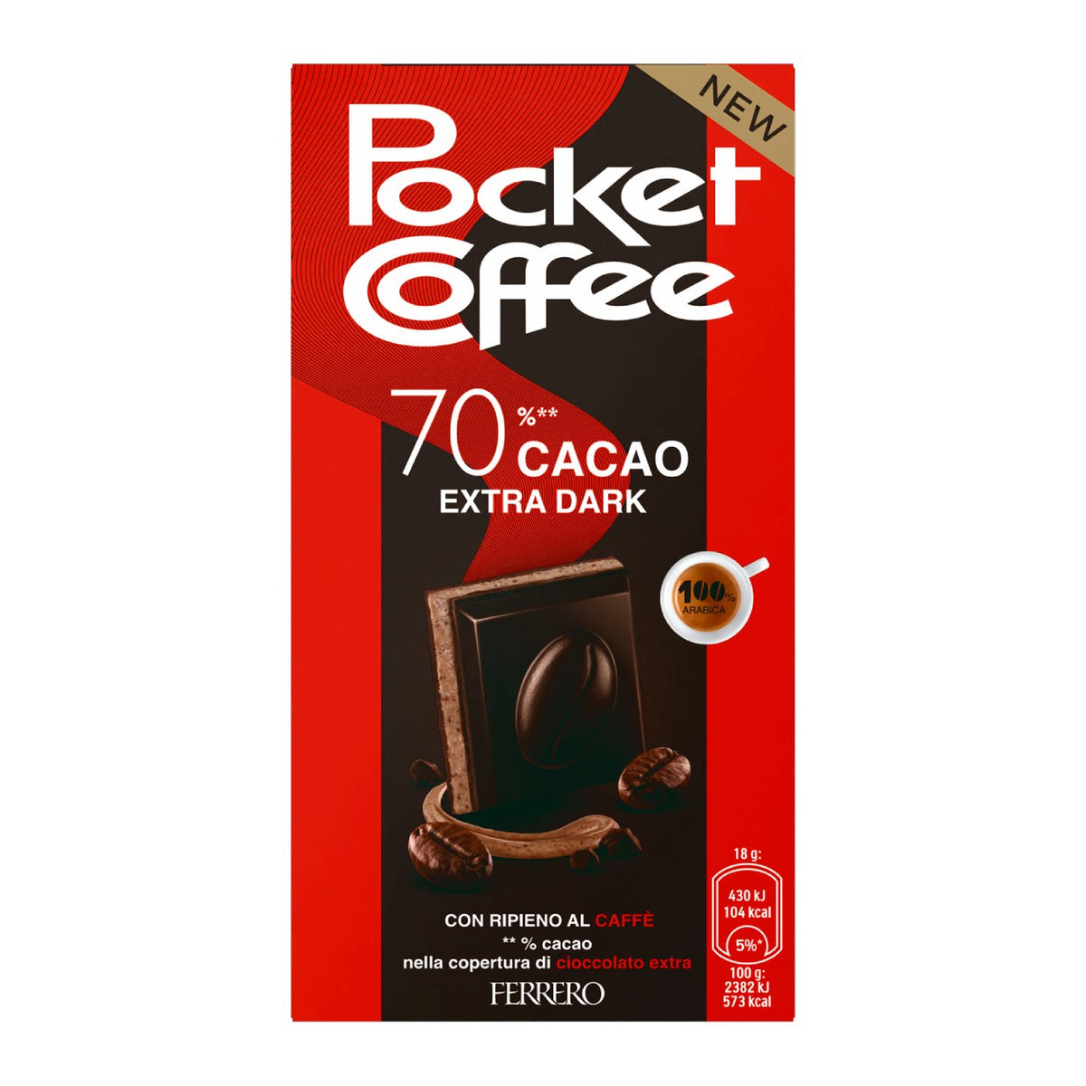 Dark chocolate bar with coffee filling POCKET COFFEE, 90g