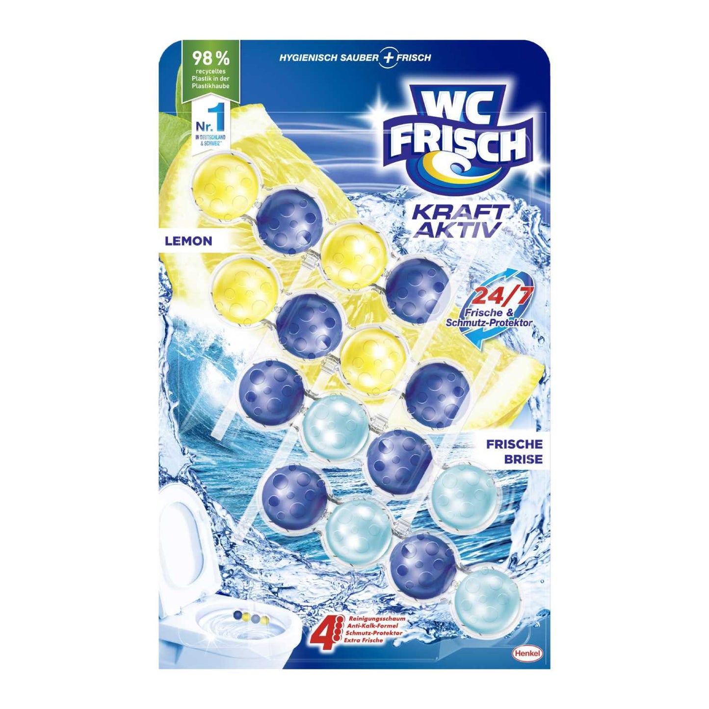 WC-klots Kraft-Aktiv Sidrun + Frische Brise, 4x50g