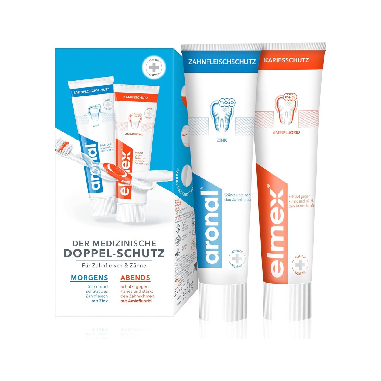 Dantų pasta Aronal + Elmex, 2x75 ml